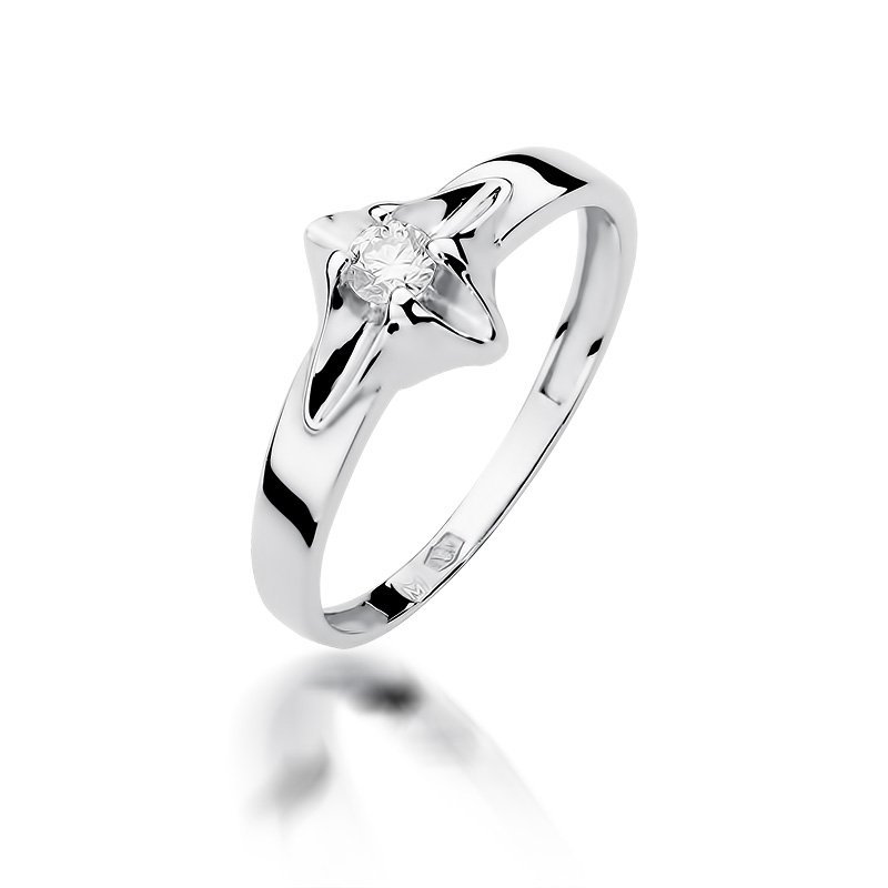 Pierścionek złoty 585 z brylantem 0,12ct zaręczynowy W-155