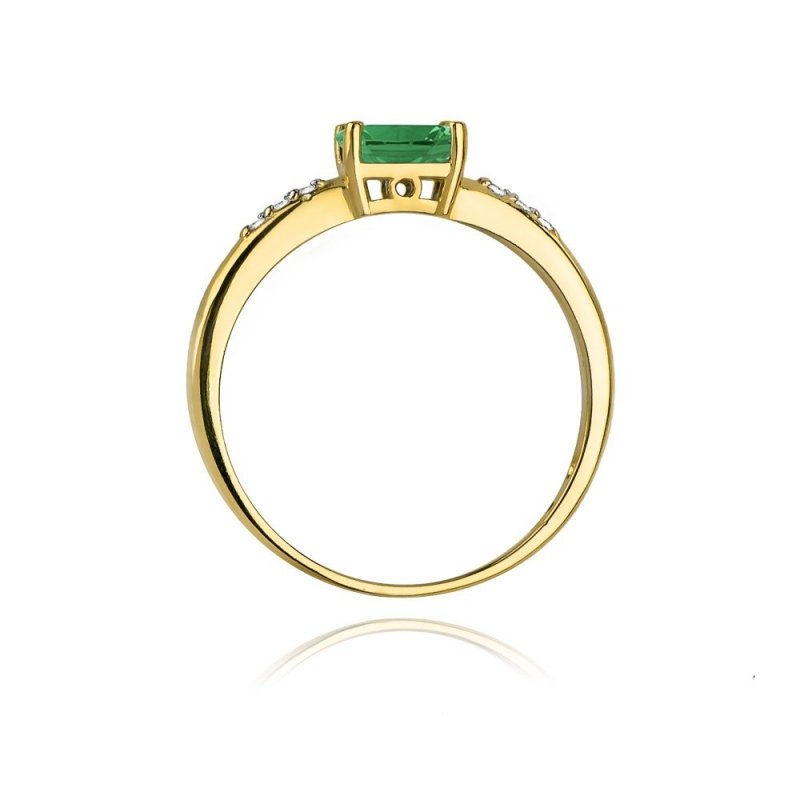 Pierścionek złoty 585 z brylantami 0,03ct szmaragdem 0,40ct W-77