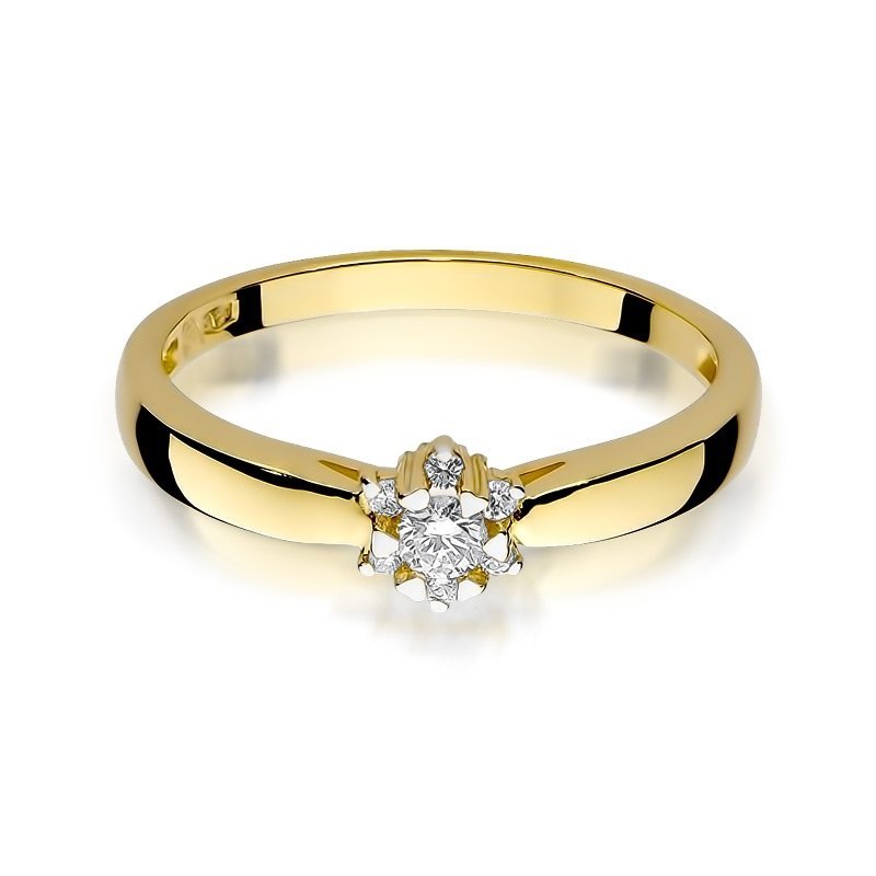Pierścionek złoty 585 z brylantem 0,15ct zaręczynowy W-61