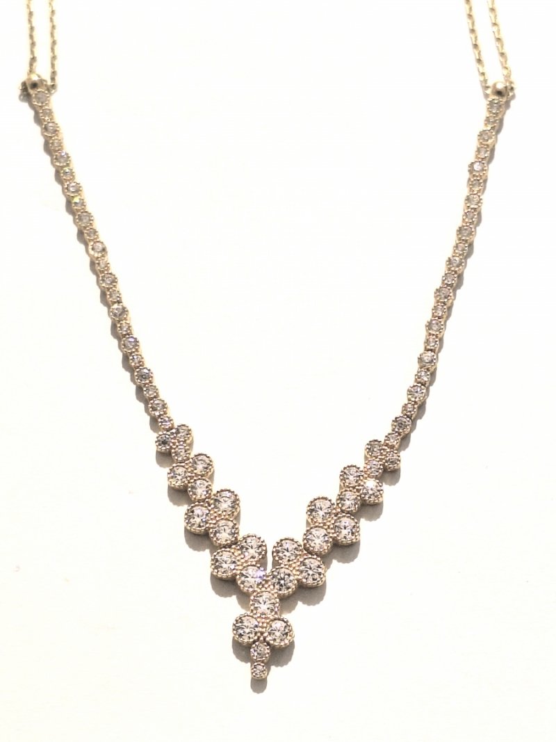 ZŁOTY NASZYJNIK 585 OZDOBNY 6,95g CYRKONIE