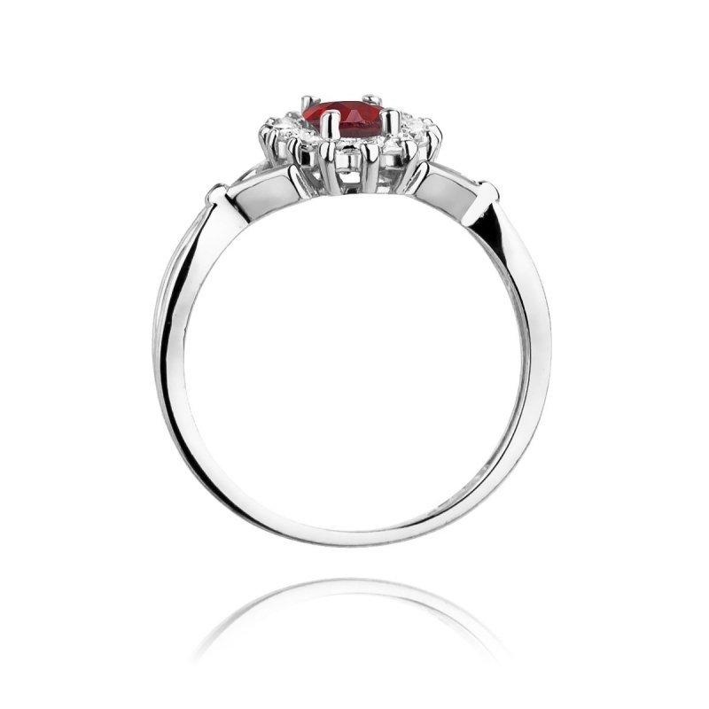 Pierścionek złoty 585 z brylantami 0,12ct rubinem 0,60ct W-182