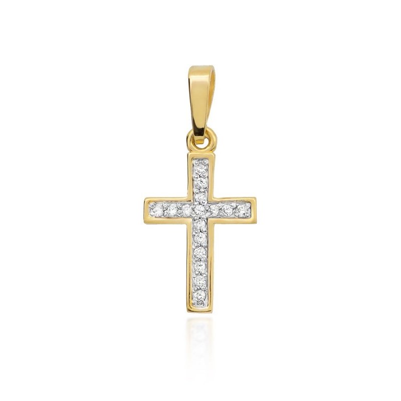 Zawieszka złota 585 krzyżyk z brylantami 0,08ct K-42
