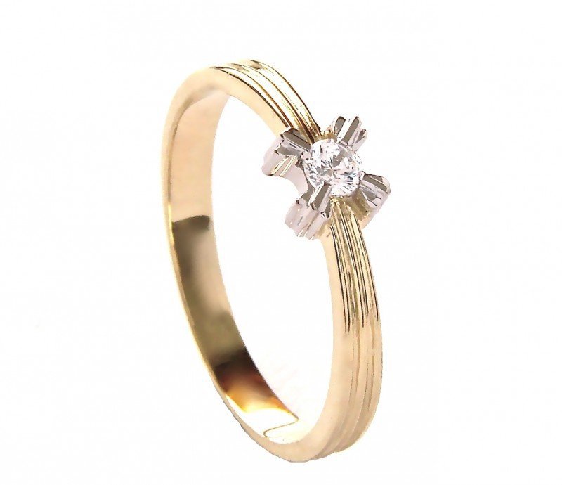 Pierścionek z brylantem 0,08ct zaręczynowy PR. 585