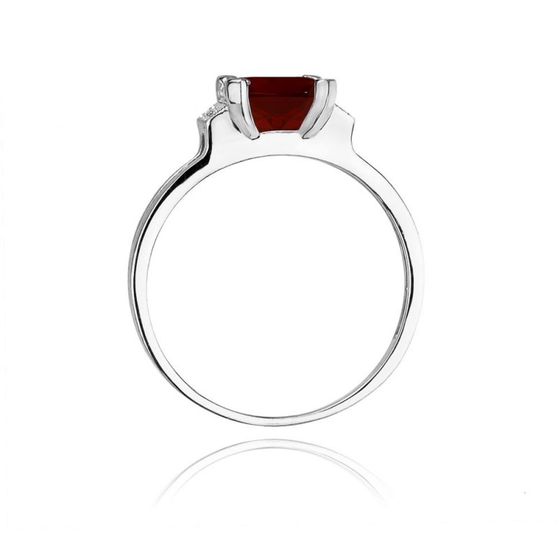 Pierścionek złoty 585 z brylantami 0,03ct granatem 1,30ct W-103