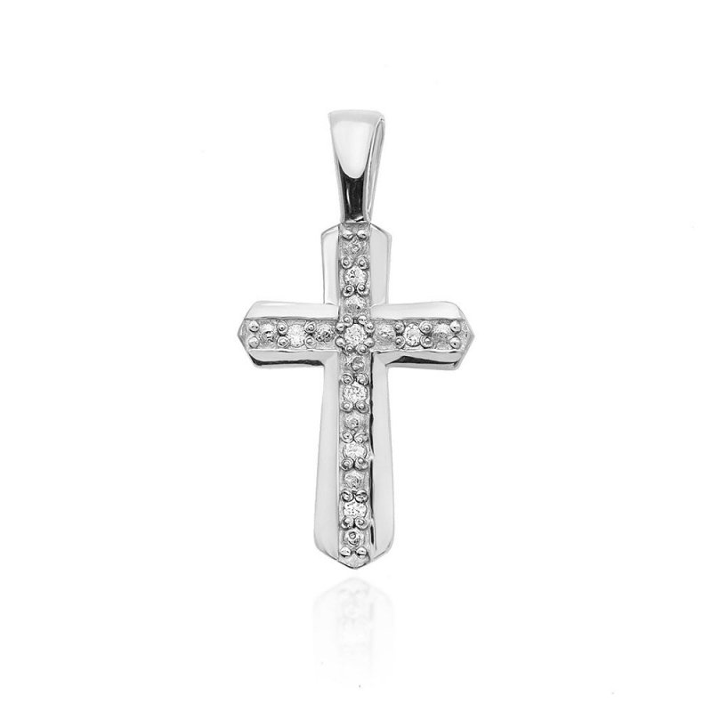 Zawieszka złota 585 krzyżyk z brylantami 0,03ct K-5