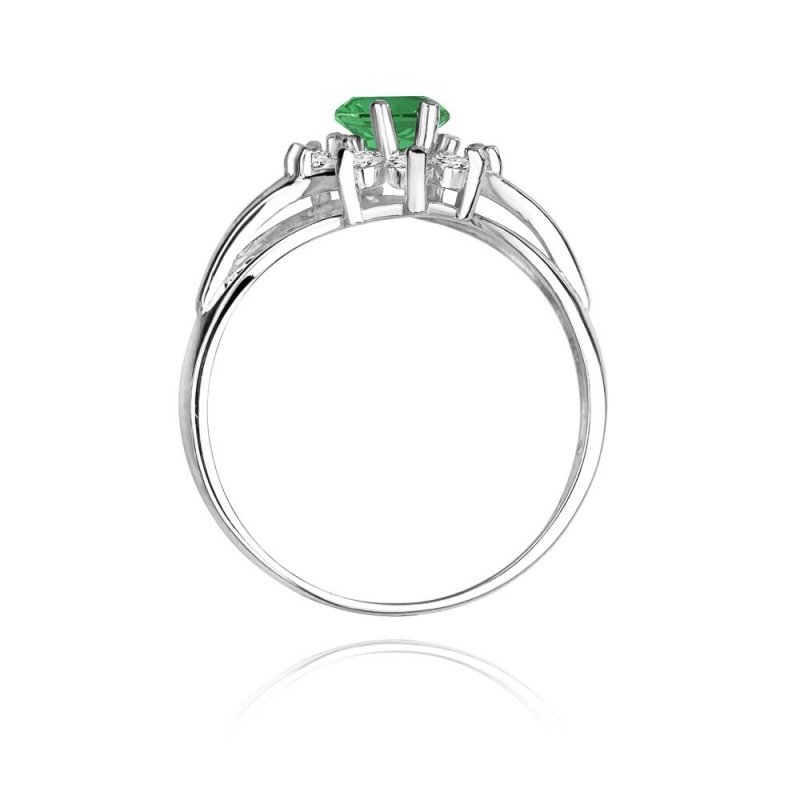 Pierścionek złoty 585 z brylantami 0,30ct szmaragdem 0,80ct W-37