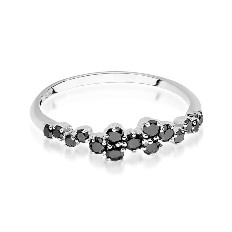 Pierścionek złoty 585 czarne brylanty 0,33ct W-528