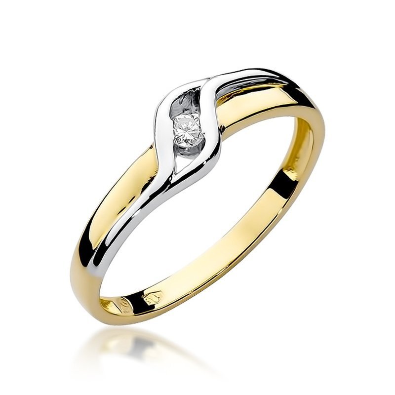 Pierścionek złoty 585 z brylanteM 0,04ct zaręczynowy W-178