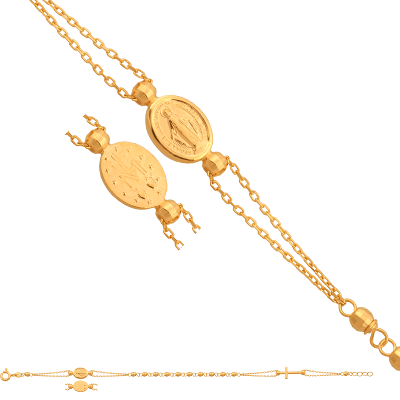 Bransoletka złota 585 różaniec Cudowna 