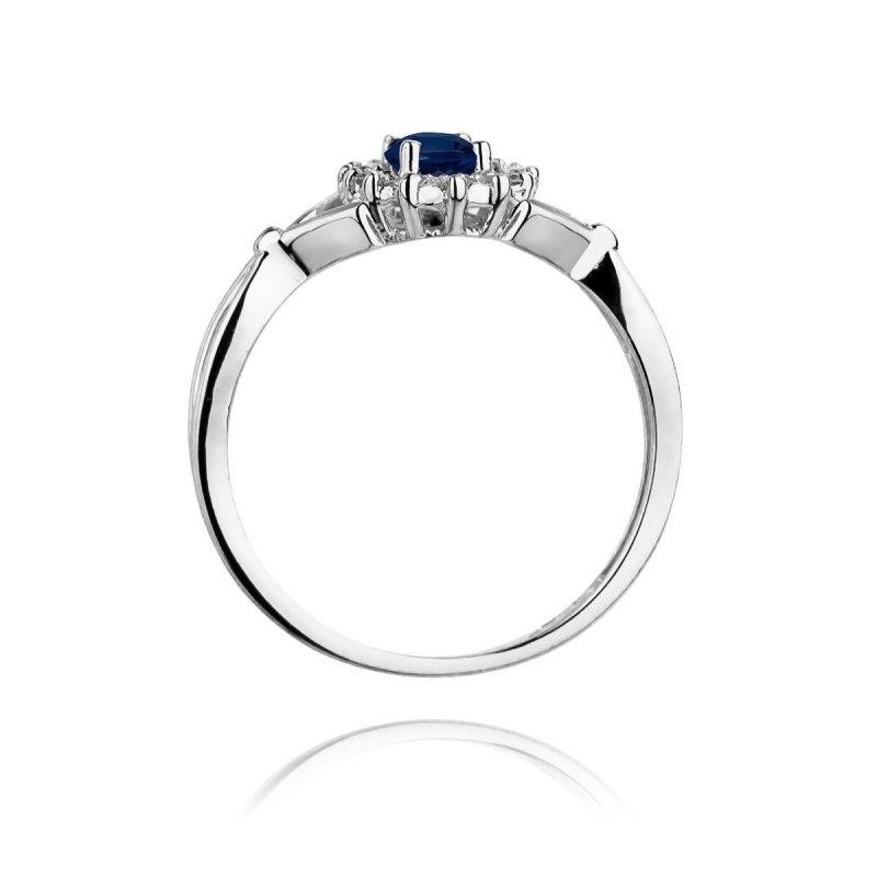 Pierścionek złoty 585 z brylantami 0,12ct szafirem 0,70ct W-182