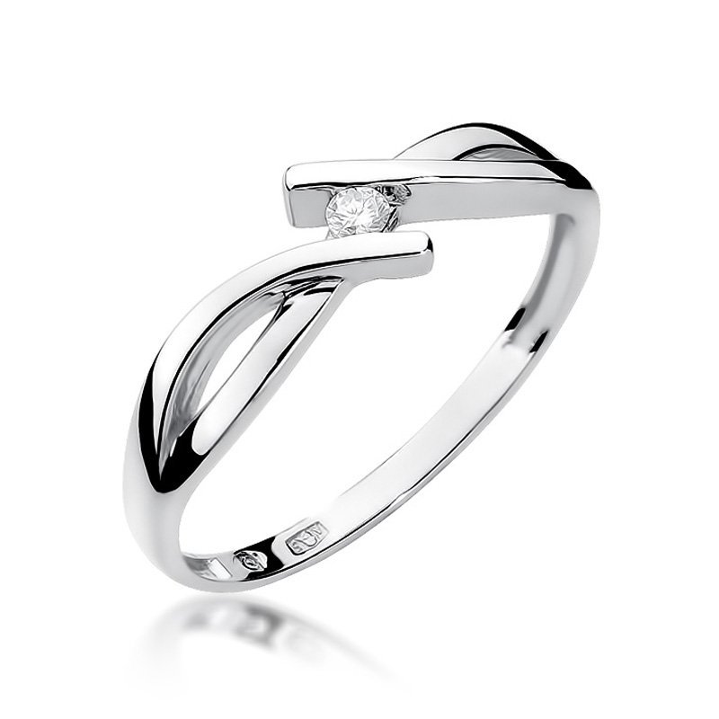 Pierścionek złoty 585 z brylantem 0,04ct zaręczynowy W-191