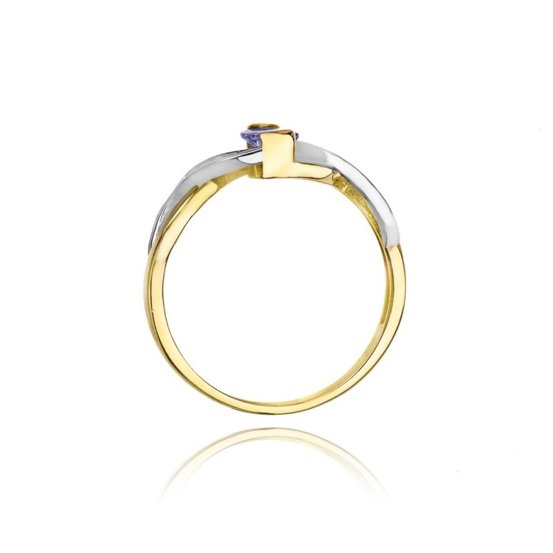 Pierścionek złoty 585 z brylantami 0,05ct tanzanitem 0,40ct W-28