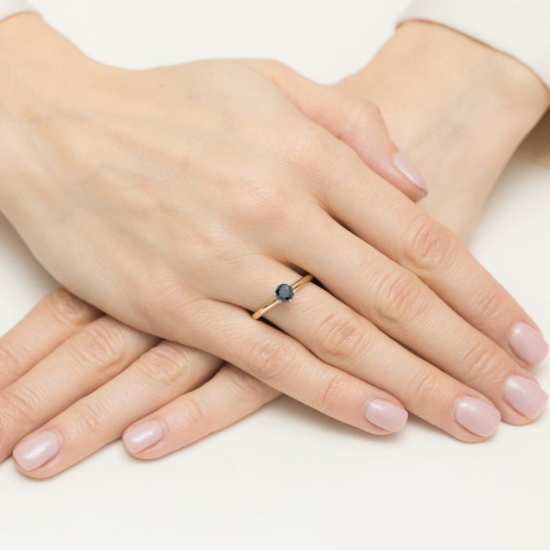 Pierścionek złoty 585 czarny brylant 0,50ct W-557