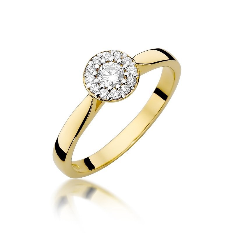 Pierścionek złoty 585 z brylantami 0,22ct W-362 zaręczynowy