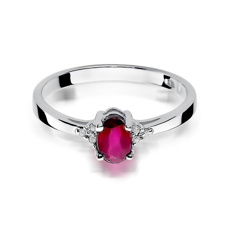 Pierścionek złoty 585 z brylantami 0,05ct rubinem 0,60ct W-301