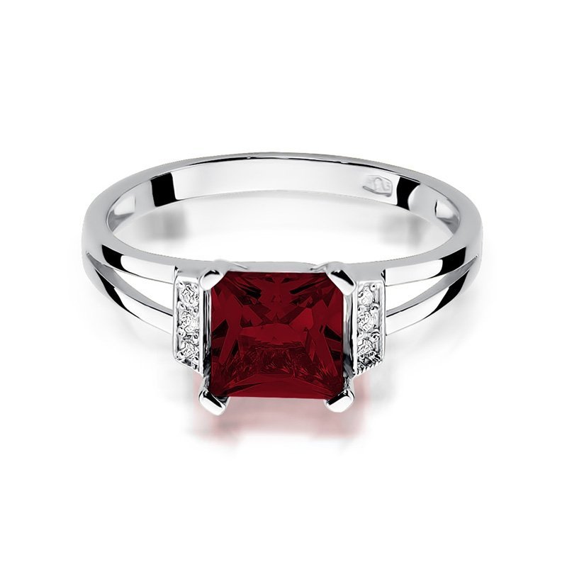 Pierścionek złoty 585 z brylantami 0,03ct granatem 1,30ct W-103