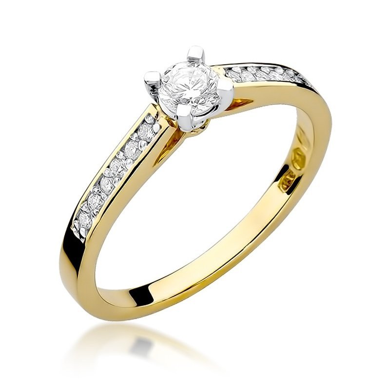Pierścionek złoty 585 z brylantem 0,36ct zaręczynowy W-52