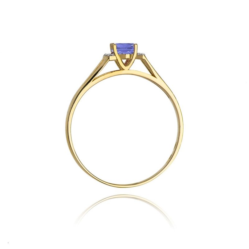Pierścionek złoty 585 z brylantami 0,05ct tanzanitem 0,40ct W-5