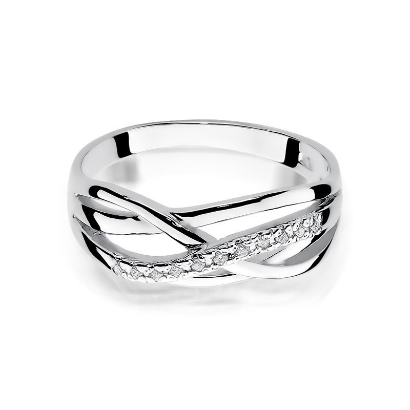 Pierścionek złoty 585 z brylantami 0,10ct obrączka W-157