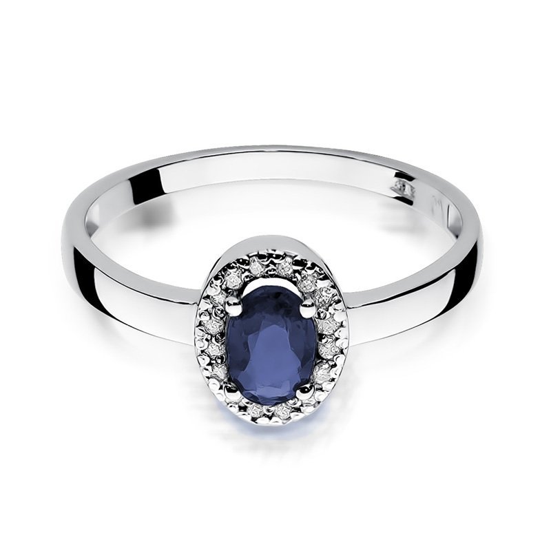 Pierścionek złoty 585 z brylantami 0,08ct szafirem 0,70ct W-330