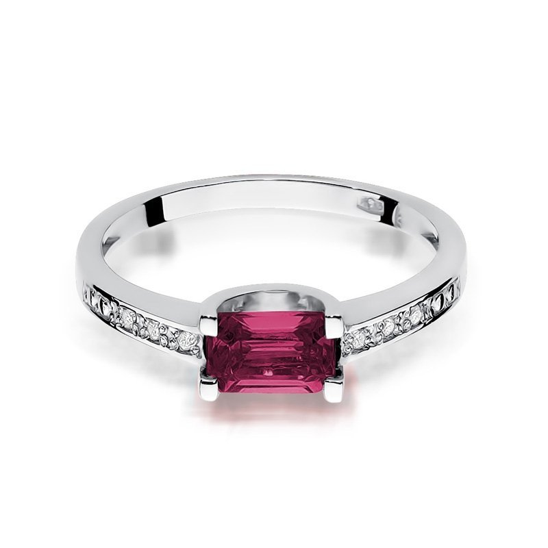 Pierścionek złoty 585 z brylantami 0,03ct rubinem 0,80ct W-105
