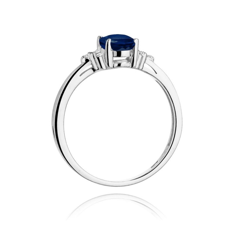 Pierścionek złoty 585 z brylantami 0,05ct szafirem 0,90ct W-308