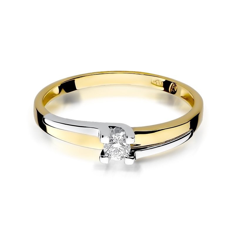 Pierścionek złoty 585 z brylantem 0,12ct zaręczynowy W-246