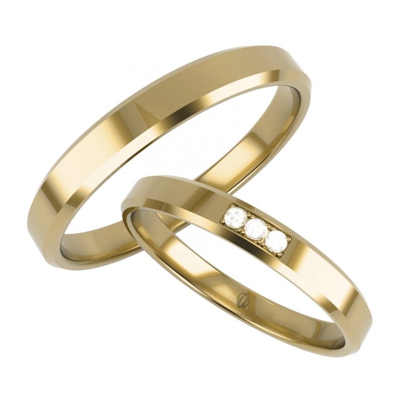 Obrączki złote ślubne 375 grawer 3mm brylanty 0,03ct bezszwow