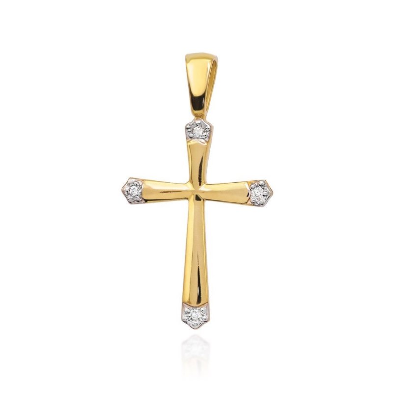 Zawieszka złota 585 krzyżyk z brylantami 0,02ct K-1