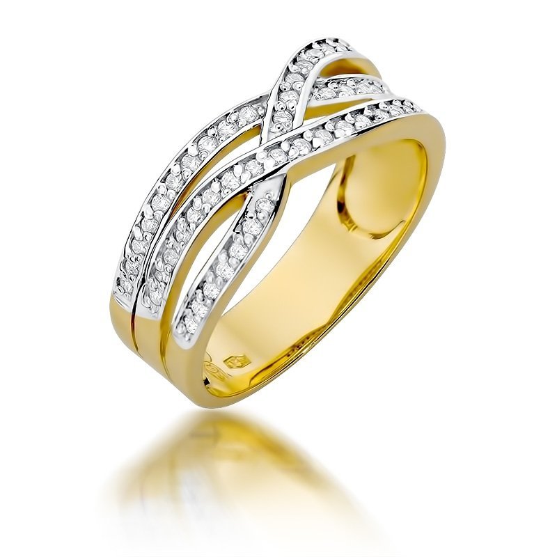 Pierścionek złoty 585 obrączka z brylantami 0,27ct W-215