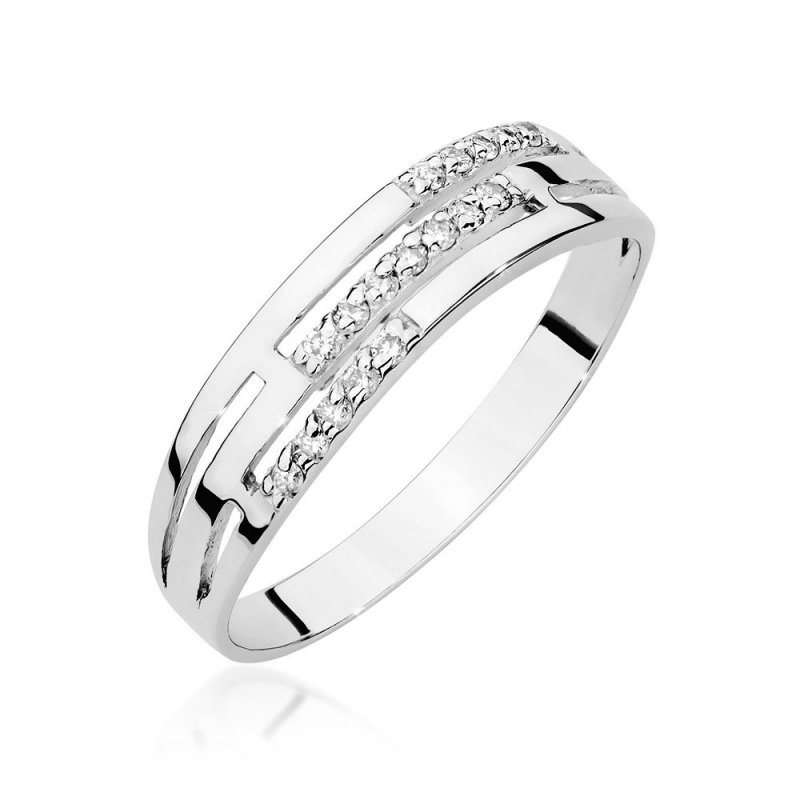 Pierścionek złoty 585 z brylantami 0,15ct obrączka W0612
