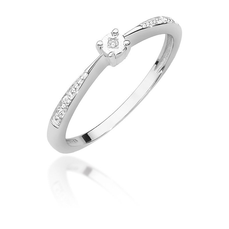 Pierścionek złoty 585 z brylantami 0,02ct zaręczynowy W-465