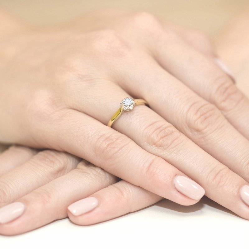 Pierścionek złoty 585 diament laboratoryjny 0,15ct W0062