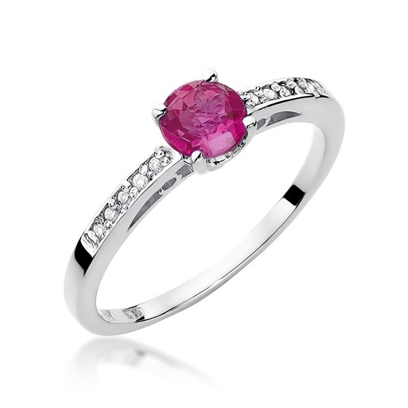 Pierścionek złoty 585 rubin 0,60ct brylanty 0,05ct W-66