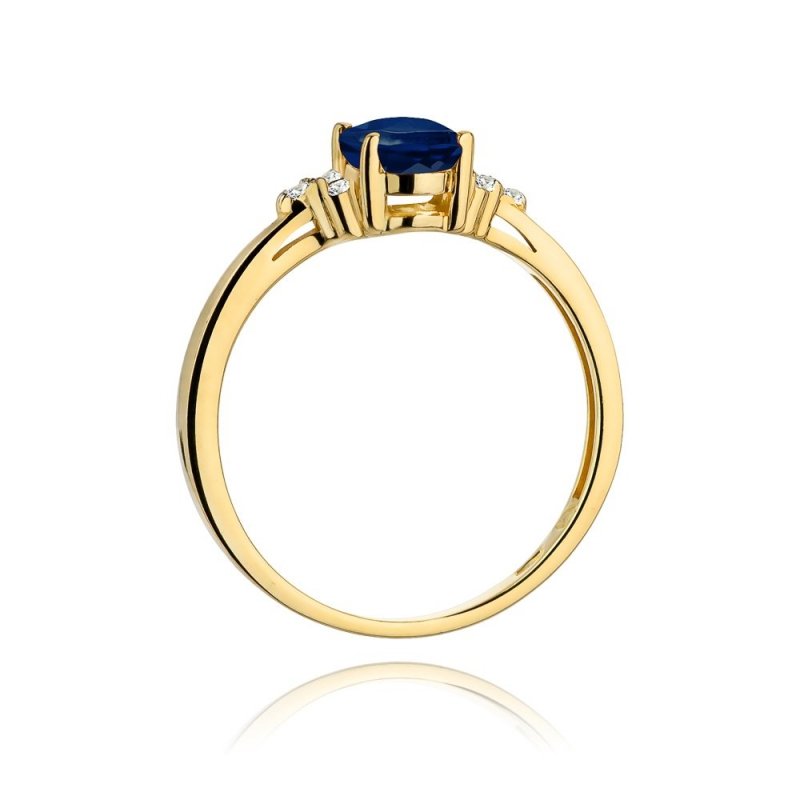 Pierścionek złoty 585 z brylantami 0,05ct szafirem 0,90ct W-308