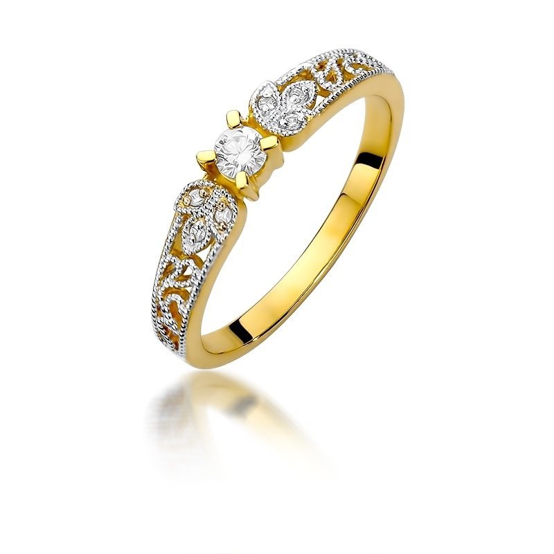 Pierścionek złoty 585 z brylantami 0,13ct zaręczynowy W-411