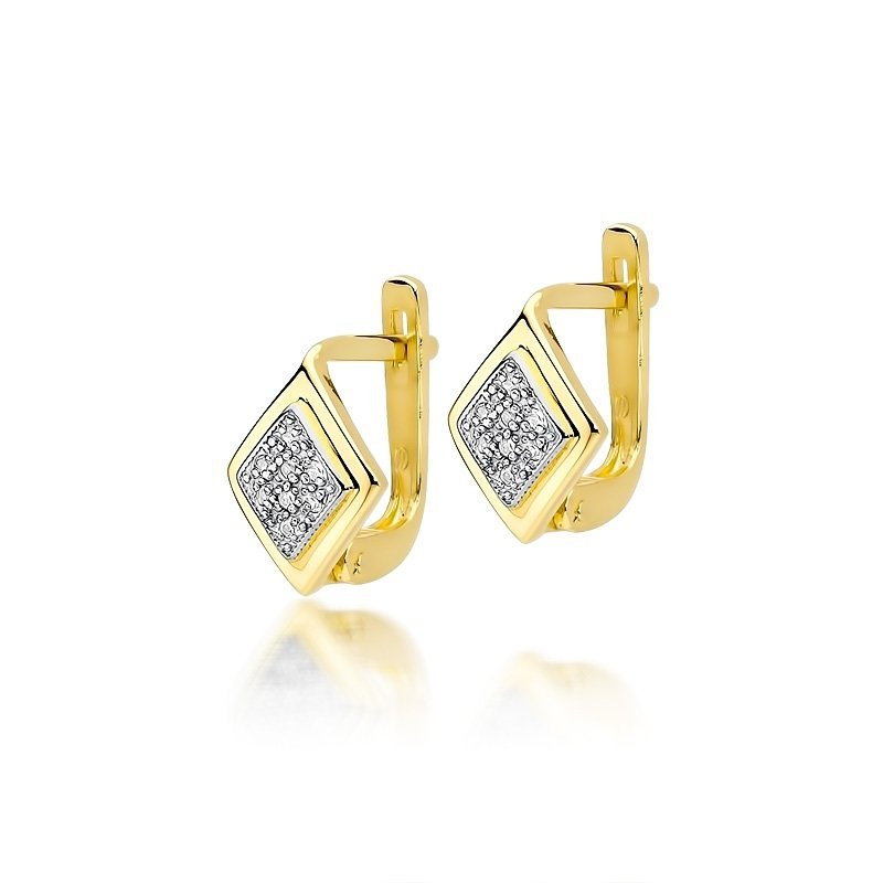 Kolczyki złote 585 z brylantami 0,08ct KO-52 angielskie