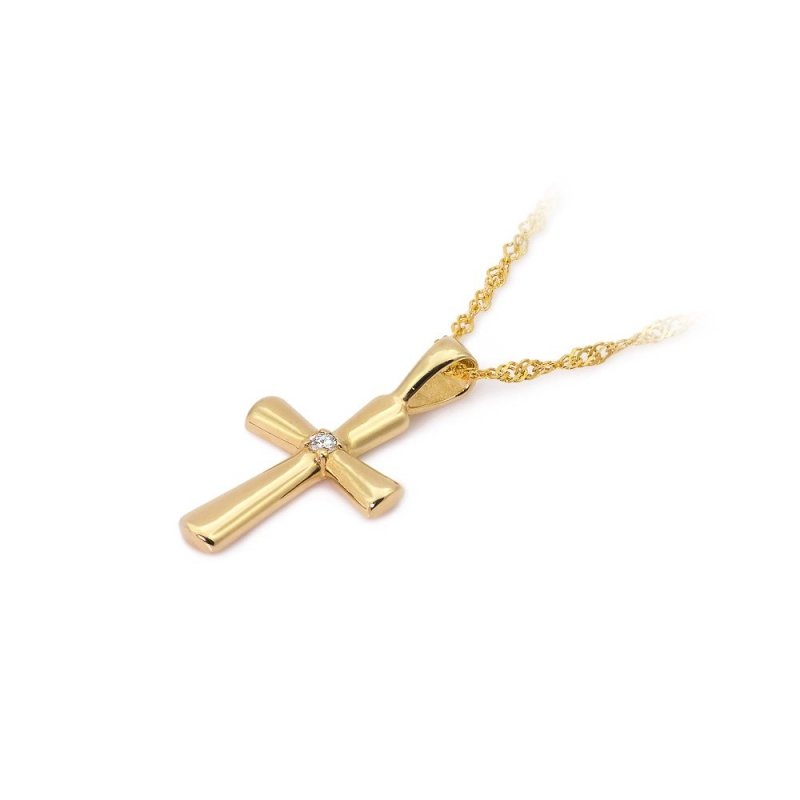 Zawieszka złota 585 krzyżyk z brylantami 0,0145ct K-3
