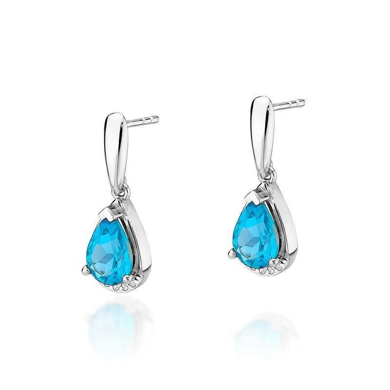 Kolczyki złote 585 z topazem 1,8ct brylantami KO-51