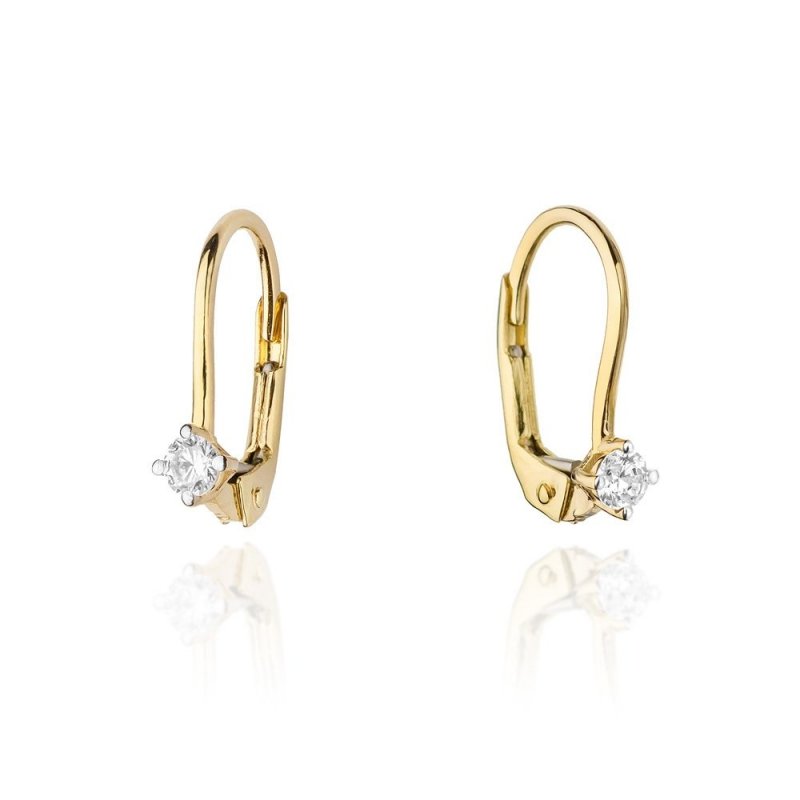 Kolczyki złote 585 z brylantami 0,14ct KO-57 