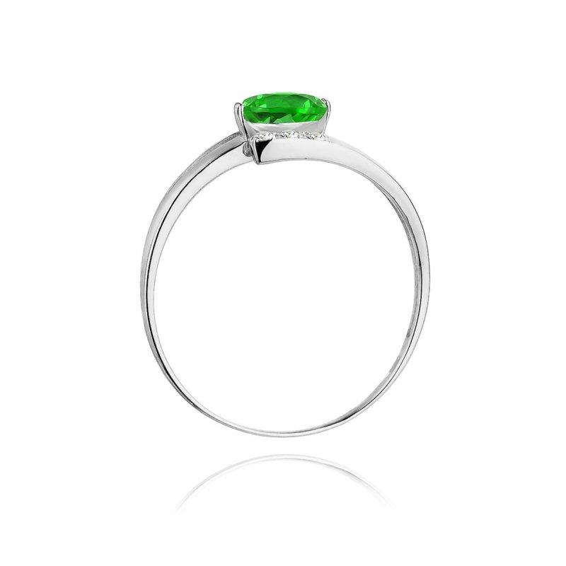 Pierścionek złoty 585 z brylantami 0,05ct szmaragdem 0,40ct W-119