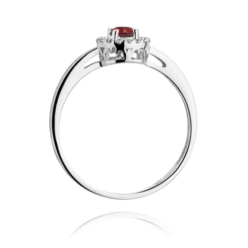 Pierścionek złoty 585 z brylantami 0,08ct rubinem 0,15ct W-238