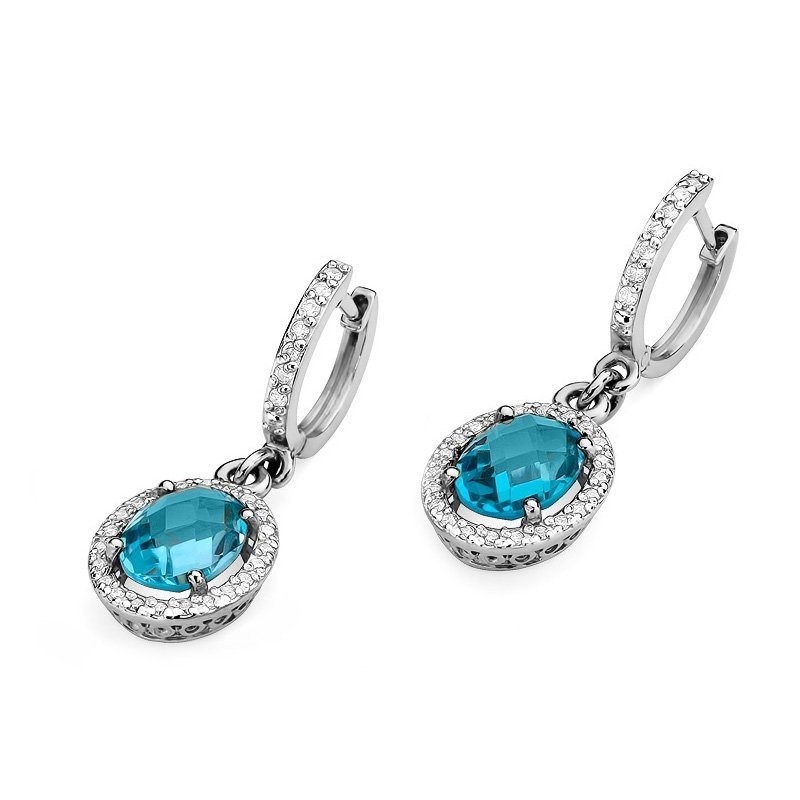 Kolczyki złote 585 z topazem 3,4ct brylantami 0,36ct KO-80 