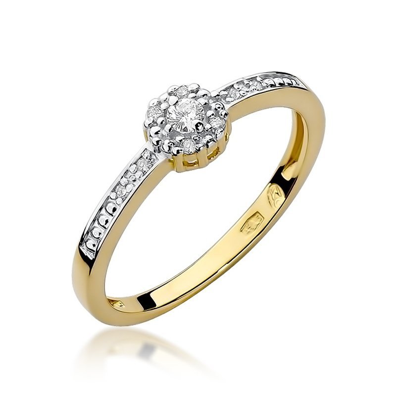 Pierścionek złoty 585 z brylantami 0,09ct zaręczynowy W-91