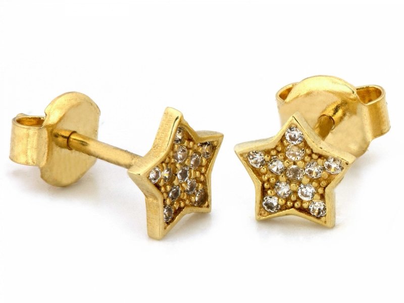 Kolczyki złote 375 gwiazdki gwiazdy z cyrkoniami