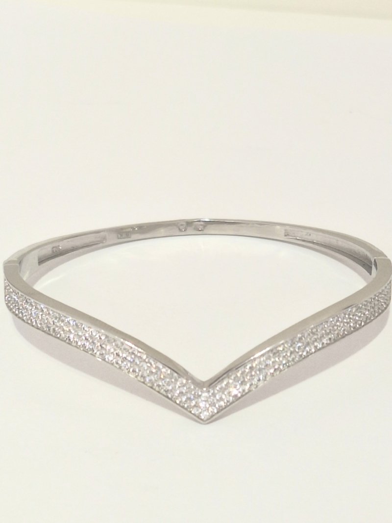 Bransoletka srebrna 925 sztywna elegancka z cyrkoniami