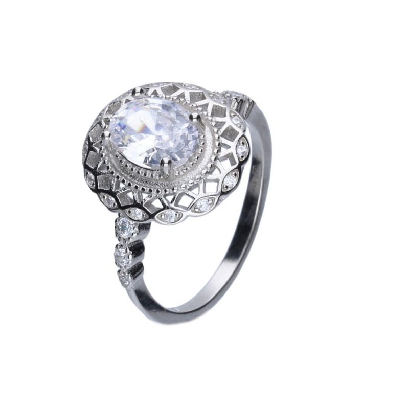 SREBRNY PIERŚCIONEK 925 MARKIZA BIAŁA CYRKONIA R.20