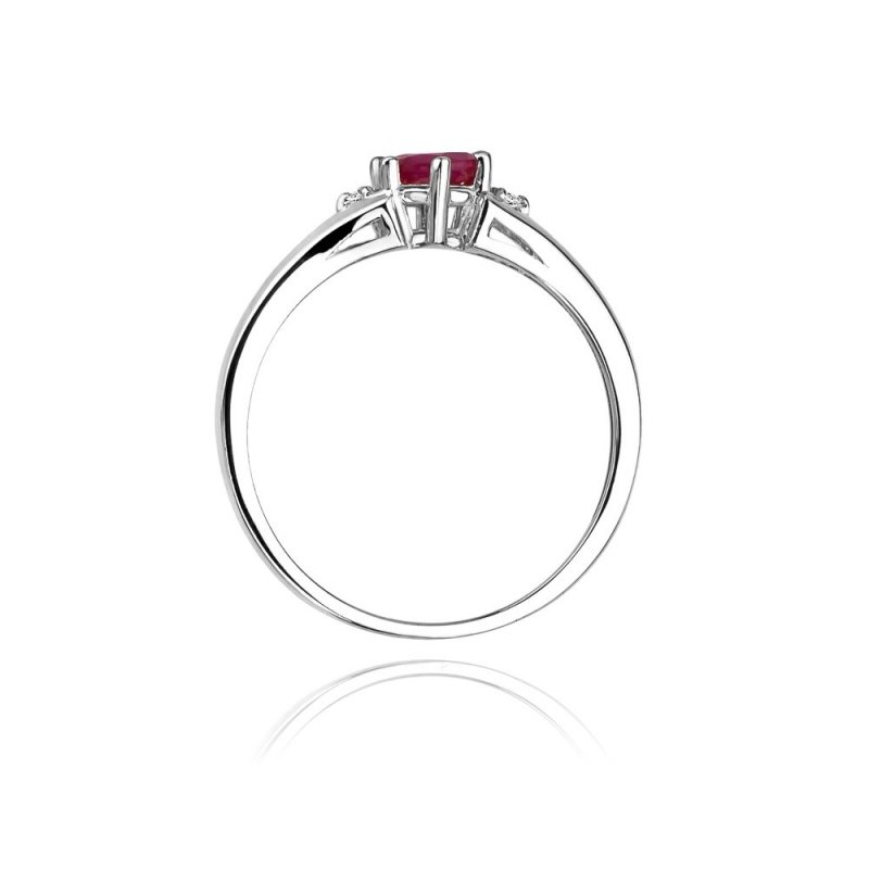 Pierścionek złoty 585 z brylantami 0,03ct rubinem 0,60ct W-76
