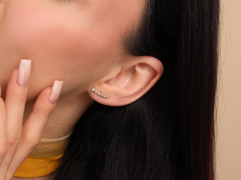 Kolczyki złote 375 patyczki kreski łuk oryginalne