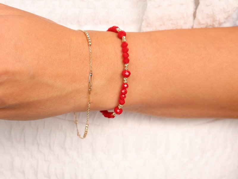 Bransoletka złota 375 delikatna kuleczki łańcuszkowa